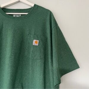 Carhartt Workwear Men Loose Fit Shirt Heavyweight Green Size XXL Pocket Logo